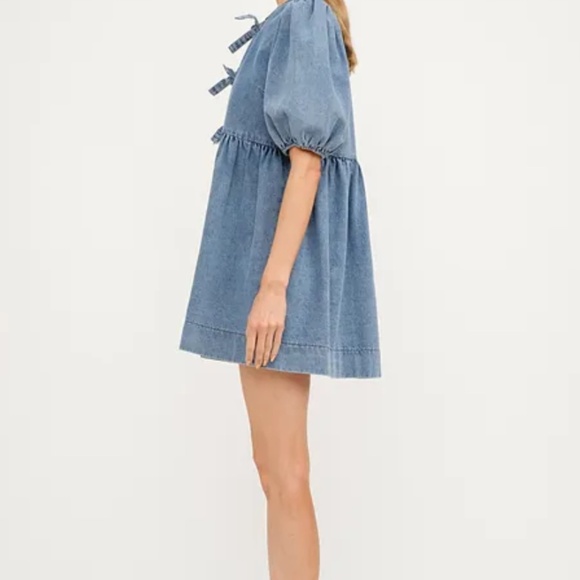 *NWT* ARLO DENIM BOW BABYDOLL DRESS - Picture 4 of 5